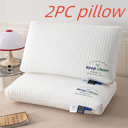 2 Ergonomic Luxury Neck Pillows - Adjustable Cervical Support, Breathing Fabric & Machine Washability for All Sleepers (Side/Back), Hotel-Quality Comfort in Elegant Textured White with Zipper Cover