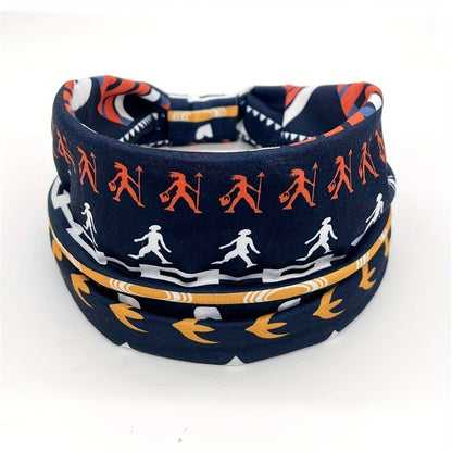 1pcs Stylish African Printed Boho Headband for Women - Stretchy Yoga Running Turban Hair Accessory