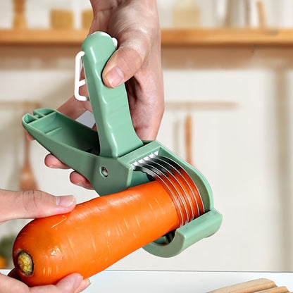 1pc Heavy-Duty Manual Vegetable & Fruit Slicer with Multi-Blade - Quick-Chop Technology, Sharp Stainless Steel Blade - Ergonomic Grip for Carrots, Potatoes, Cucumbers, Tomatoes, Apples - Compact Kitchen Tool for Home & - Easy
