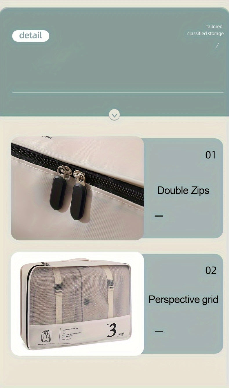 Portable Travel Storage Bag Set of 7pcs Suitcase Clothes Organizer Pouches with Clothing Bags, Underwear Pouches, and Shoe Pouches Suitable for Business Trips by Both Men and Women