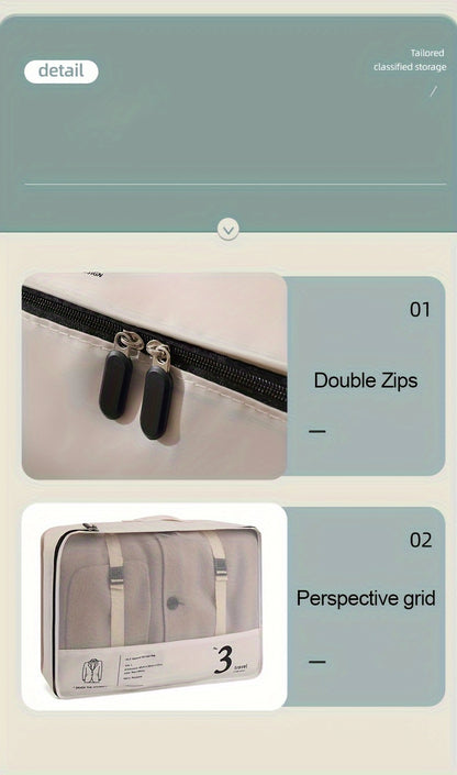 Portable Travel Storage Bag Set of 7pcs Suitcase Clothes Organizer Pouches with Clothing Bags, Underwear Pouches, and Shoe Pouches Suitable for Business Trips by Both Men and Women