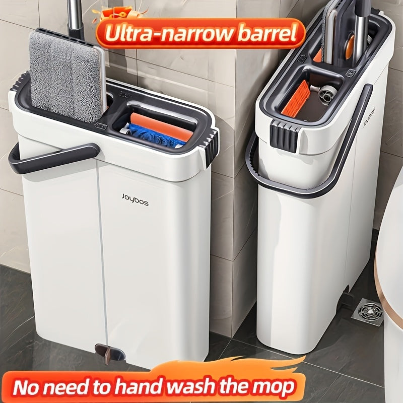 Mop and bucket complete cleaning system, hands-free household dust removal flat mop, dry and wet separation bucket, with washable and reusable microfiber cloth, household floor, courtyard, and bathroom, cleaning supplies, cle