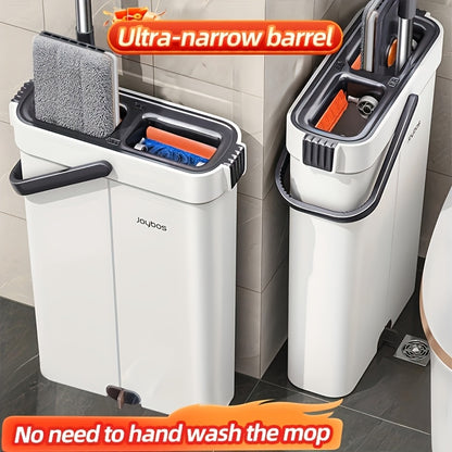 Mop and bucket complete cleaning system, hands-free household dust removal flat mop, dry and wet separation bucket, with washable and reusable microfiber cloth, household floor, courtyard, and bathroom, cleaning supplies, cle