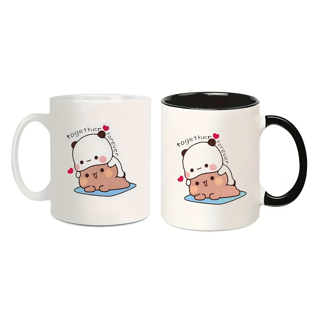 Adorable Couple Ceramic Coffee Mug Set: Perfect for Valentine's Day or Any Special Occasion - 325ml