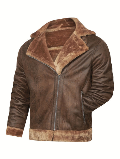 Men's Pu Jacket, Chic Faux Leather Jacket For Fall Winter