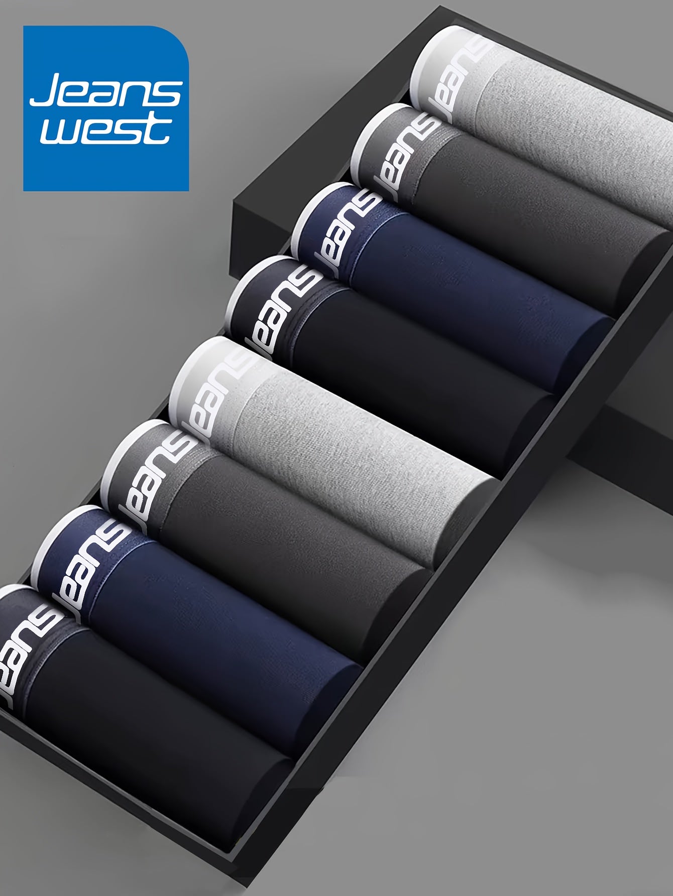 JEANSWEST 8-Pack Men's Underwear, Solid Color, Simple and Fashionable, Cotton Boxer Briefs