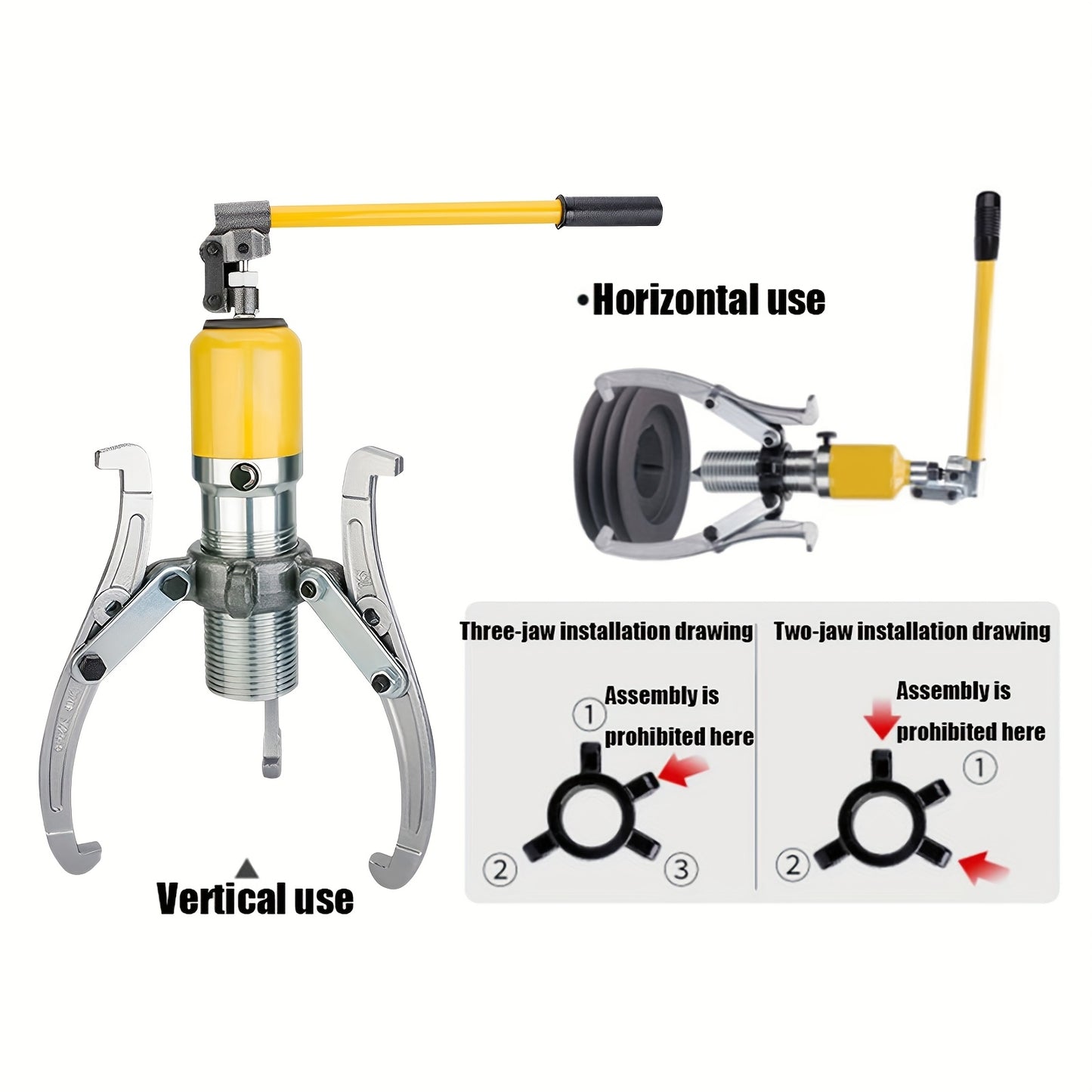 20T Manual Hydraulic Puller Hydraulic Wheel Hub Puller Hydraulic Gear Puller for Pulling Shafts Flanges Gears Pulleys Flywheels Bearing Chucks Apart