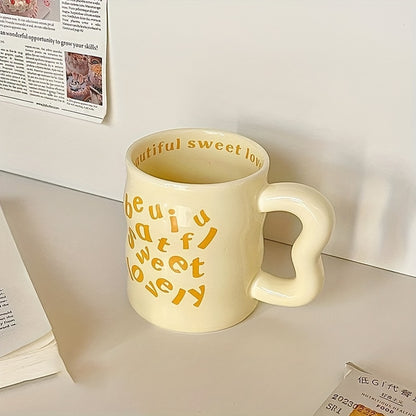 1pc WhimsyCraft Cartoon English Ceramic Mug, Multipurpose, Insulated Reusable Coffee Cup, Dishwasher Safe, for Men and Women, Ideal Birthday Gift