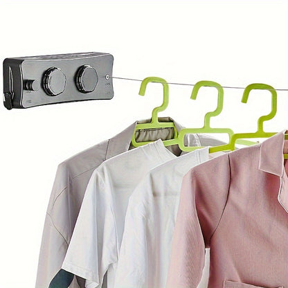 1pc Adjustable Double Line Retractable Clothesline, 304 Stainless Steel, Indoor Invisible Reel Drying Rope, Space Saving For Apartment Balcony, Towel Quilt Clamp, Rust-proof ABS Shell
