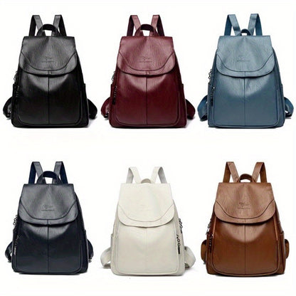 Women's Large Capacity Backpack - Durable Travel Backpack with Multiple Compartments & Adjustable Straps for Commuting, Work, - Available in 7 Colors (Black, Peacock Blue, Brown, Navy, Gray, White, Burgundy), Backpack for Tra