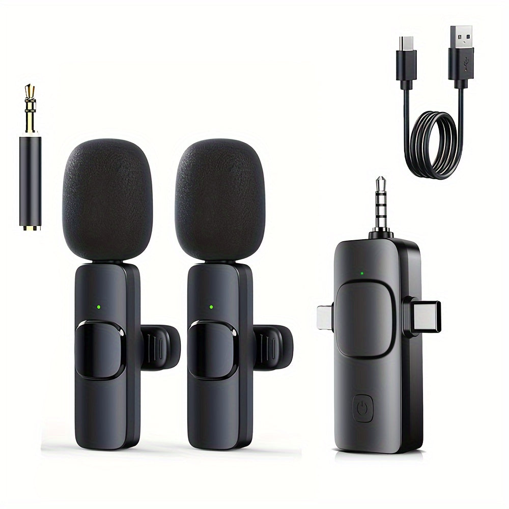 3.5mm Jack 3-in-1 Professional Wireless Lavalier Microphone with Noise Cancelling, Clear Sound, High Sensitivity, 2.4GHz Receiver, Stable Transmission - Ideal for Computers, Cameras, Laptops, Online Teaching, Conferences, Tou