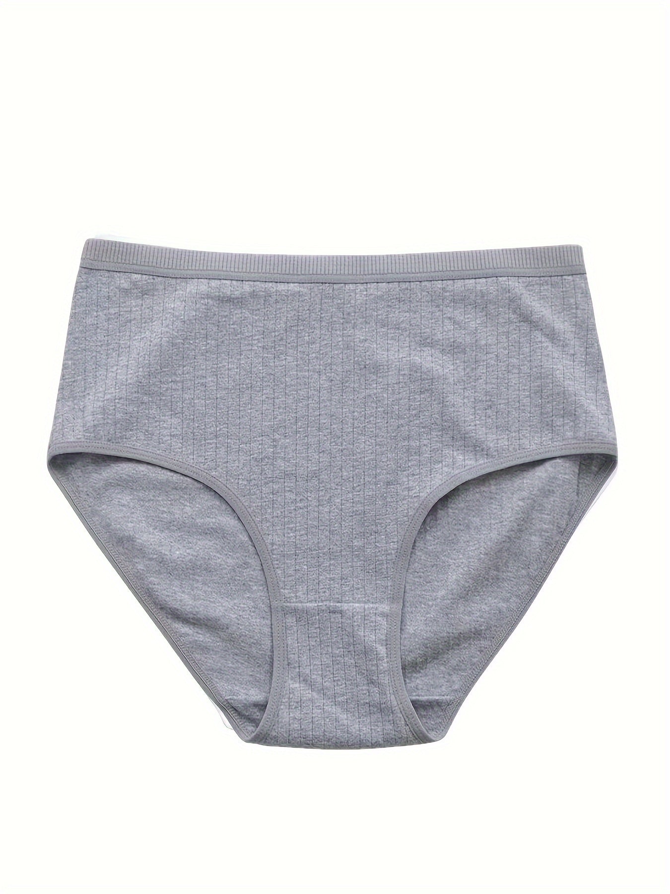 8pcs Solid Seamless Ribbed Briefs, Simple Comfy Breathable Stretchy Intimates Panties, Women's Lingerie & Underwear