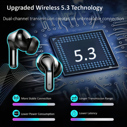 2025 New Wireless Earbuds with 40H Bass, ENC Noise Cancelling, 5.3 Headset, 4 HD Microphones, USB-C LED Display, for Android & iOS, Open-Back Design, Condenser Microphones, Non-Waterproof, Ideal for Gaming, Skateboarding, Sno