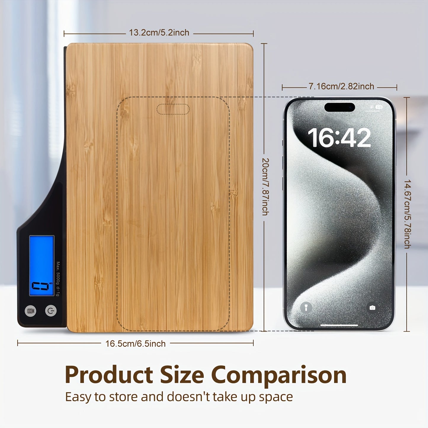 1pc, Kitchen Scale, Food Scale, Digital Food Scale, Portable High Accuracy Bamboo Panel Kitchen Electric Scale For Cooking Baking Weighing Food, Scales For Kitchen, Baking Scale, Kitchen Accessaries, Baking Tools Kitchen Acce