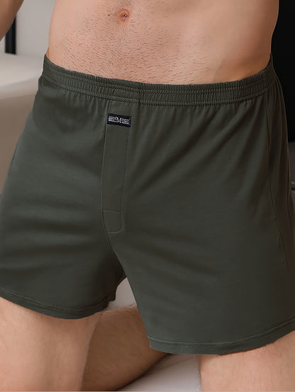 2pcs Men's Cotton Underwear, Fashion Shorts, Men's Boxer Briefs, Sleep Pants, Open Front Button Shorts