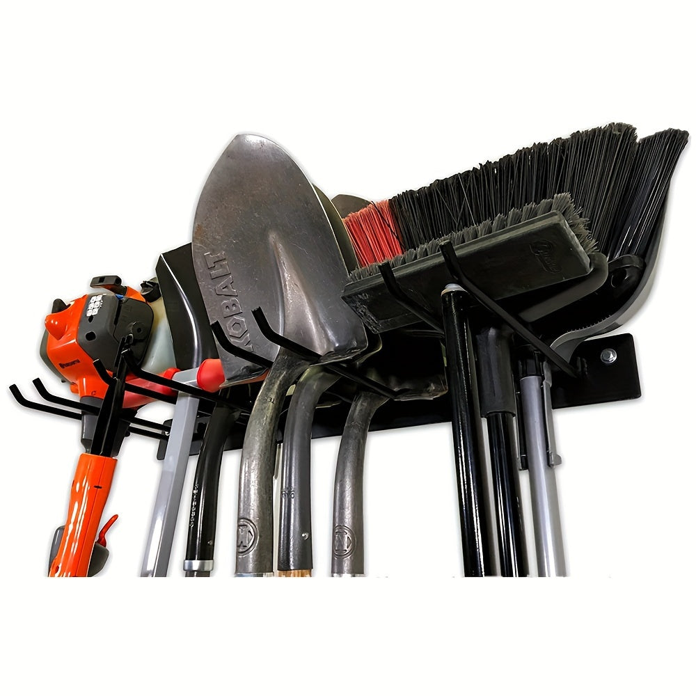 1pc Heavy Duty Wall-Mounted Garden Tool Organizer - Space-Saving Storage Rack for Shovels, Rakes, Brooms & Hoses - Durable Iron with Powder Coating Finish, No Assembly Required, Garden Tool Holder, Sleek Metal Finish, Sturdy