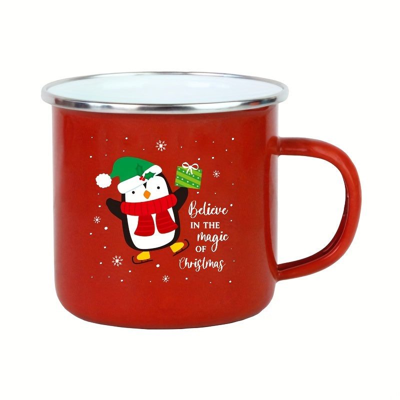 Christmas-Themed Enamel Coffee Mug - Red, Insulated Cup for Hot & Cold Beverages, Perfect Gift for Daughters, Nurses, Doctors, Friends, and Bosses