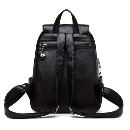 1pc Stylish Soft Women’s Backpack - Large Capacity, Lightweight with Adjustable Straps, Black, Perfect for Daily Commute & Student Use, Travel Backpack