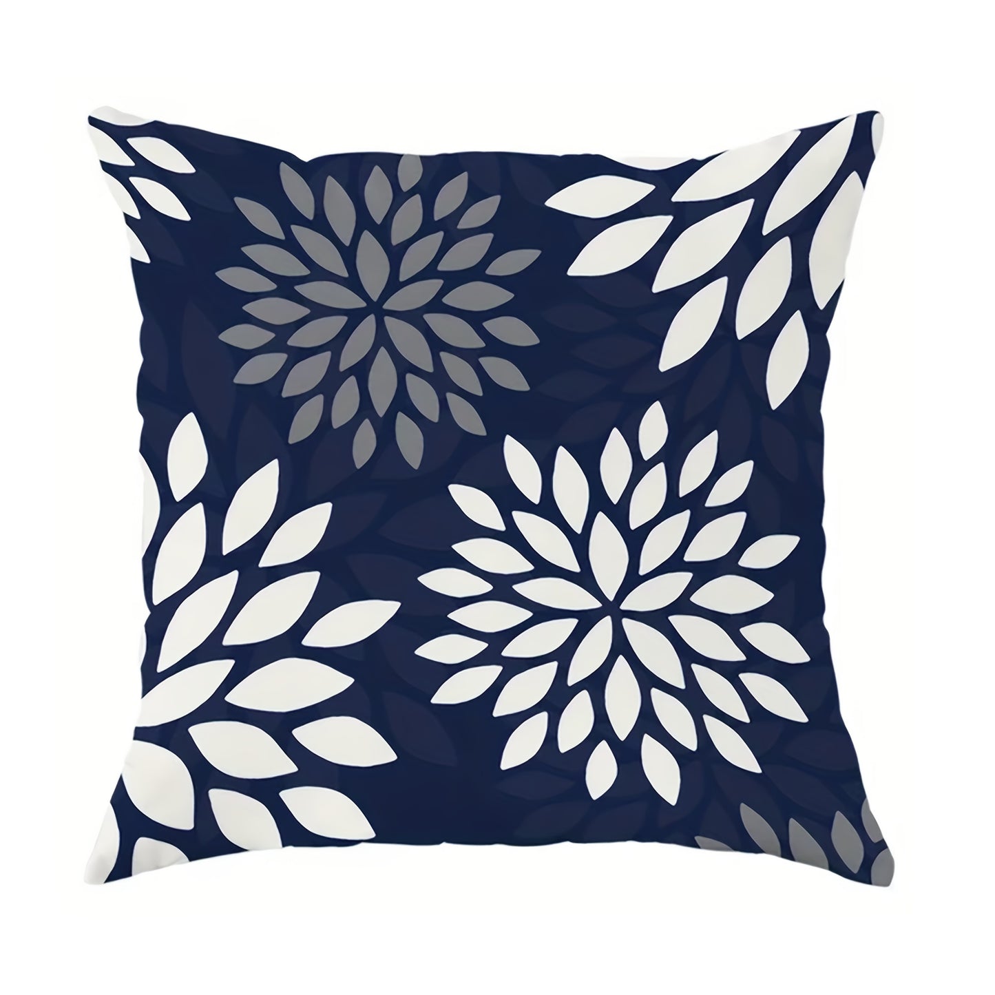 Conjunto de 4 capas de almofada modernas em veludo com estampado geométrico e floral - Azul e branco suave, fecho de correr, poliéster lavável à máquina, perfeitas para decoração de sala de estar e quarto - Inclui 2 almofadas grandes, 1 média e 1 pequena.