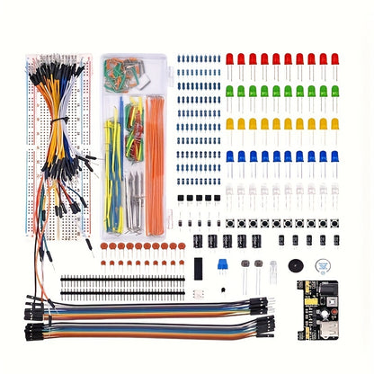 1 Set Electronics Component rotary switch Fun Kit W /Power Supply Module, Jumper Wire, 830 Tie-Points Breadboard, Precision Potentiometer, Resistor Compatible with Arduino, Raspberry Pi