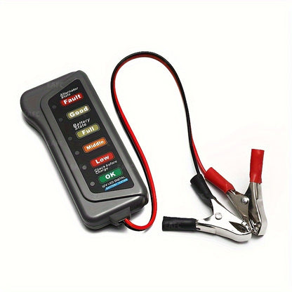 12V Car Motorcycle Battery Tester, Digital Alternator Tester 6 LED Lights Display Car Diagnostic Tool, Auto Battery Tester Auto Repair