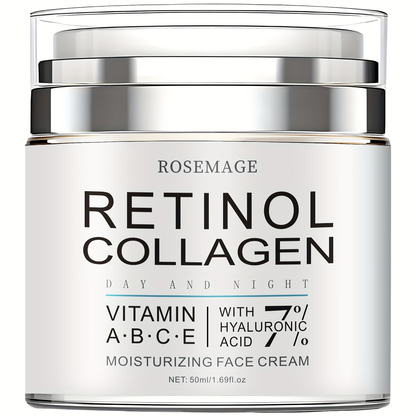Creme de Retinol e Colagénio, Creme Facial Hidratante Intensivo e Refirmante para Peles Sensíveis, Bege Claro, Uso Diurno e Noturno, Enriquecido com Vitaminas A, B, C e E, Ácido Hialurónico para Iluminar a Tez, Acabamento Suave e Radiante, 50ml/1.