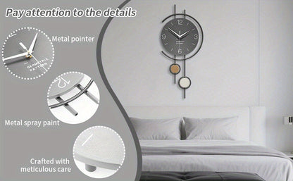 TOHOOYO Modern Minimalist Wall Clock - Silent Non-Ticking, Large Easy-to-Read Numbers, Battery-Powered (AA Not Included) - Elegant Home Decor for Living Room, Dining Room, Office - Contemporary Scandinavian Decor - Durable Ir