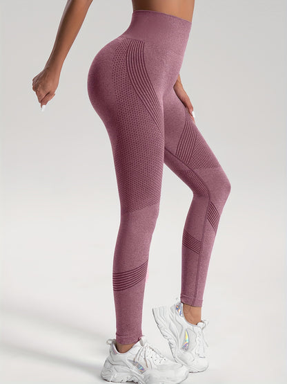 2pcs Solid Color High-Stretch Fitness Yoga Sports Leggings, Soft Breathable Yoga Tight Pants, Women's Activewear