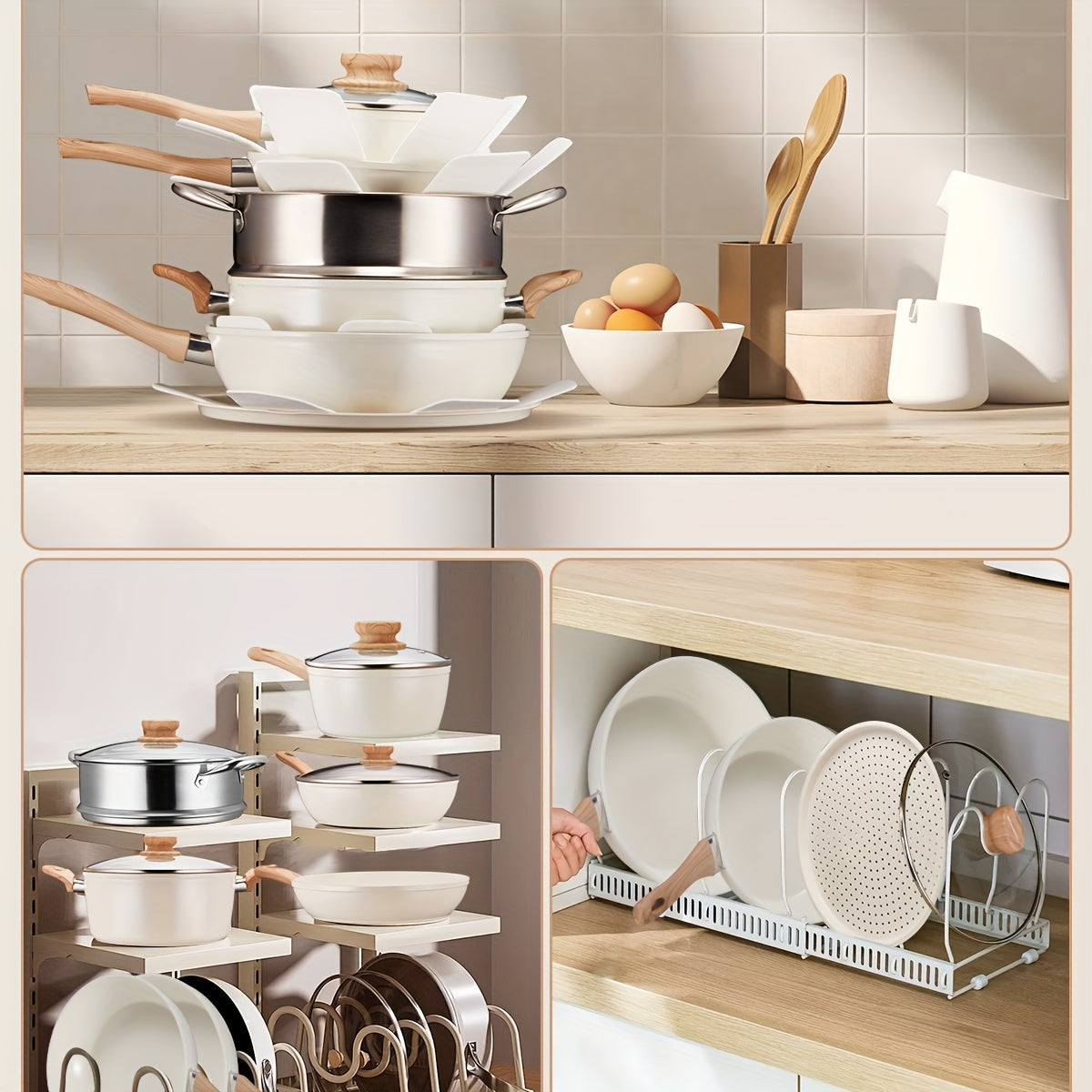 15pcs Ceramic Pots and Pans Set, Non-stick Cookware Sets, Kitchen Induction Cooking Set with Pizza Pan, Food Steamer, Saucepans, Frying Pans (White)