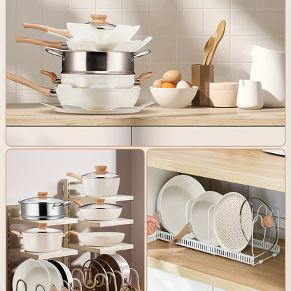 15pcs Ceramic Pots and Pans Set, Non-stick Cookware Sets, Kitchen Induction Cooking Set with Pizza Pan, Food Steamer, Saucepans, Frying Pans (White)