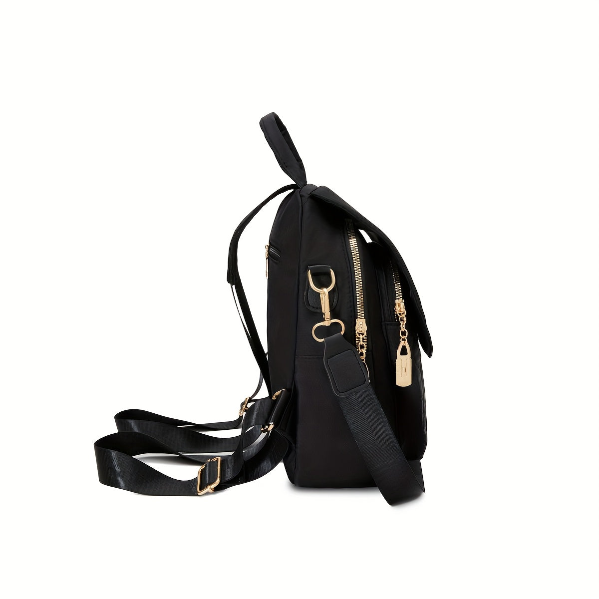 3-in-1 Convertible Backpack for Women - High Quality Nylon with Kangaroo Pocket & Adjustable Shoulder Straps, Lightweight Multifunctional Bag for Commuting, Travel, Work - Easy Wipe Clean, Black