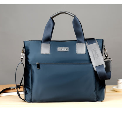 TMOOS Men'S Lightweight Oxford Business Casual Tote Bag - Large Capacity Multi-Compartment, Adjustable Shoulder Strap, Durable & Stylish for Work, Travel, and Everyday Use, Travel Tote Bag, Professional Appearance, Secure Zip