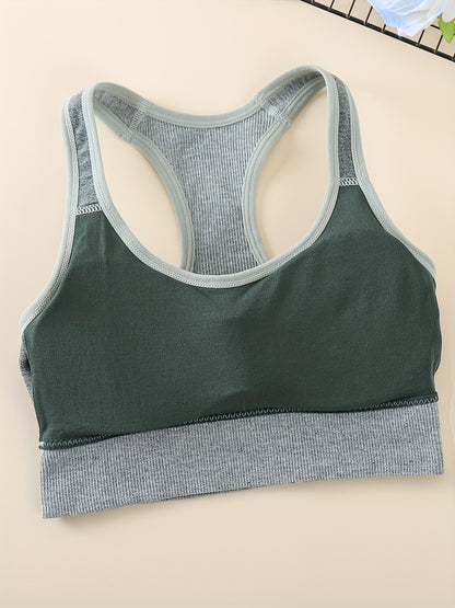 5pcs Women's High-Support Sports Bras - Removable Padding & Back Panel, Full-Coverage Tummy Control, Breathable Yoga Gym Bras with Multi-Color Options (Black/Dark Grey/Navy/Beige/Pink) - Moderate Lift for Heavy Breasts, Hand