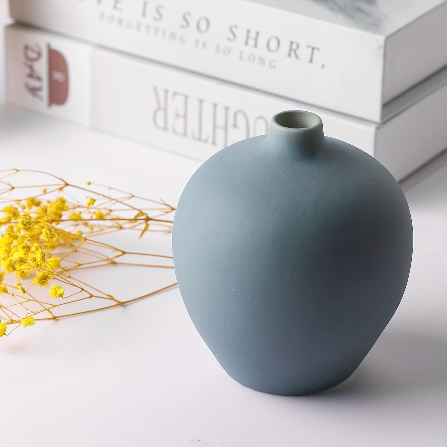 Conjunto de 4 vasos de cerâmica para decoração de mesa estilo quinta, pequenos vasos de flores para mesa de centro, prateleira, sala de jantar, decoração moderna e boho.