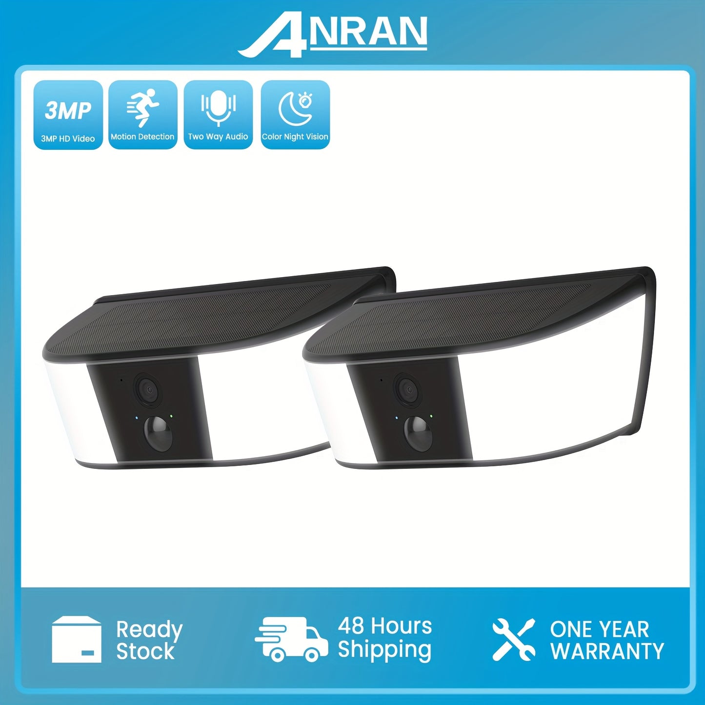 Wireless Solar Security Camera Outdoor with Motion Detection Color Night Vision Two-Way Audio Built-in Spotlight And Siren Alarm for Home