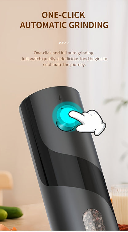1pc or 2pcs Rechargeable Electric Salt & Pepper Grinder with LED Light - Automatic Salt & Pepper Mills, USB Charging, Adjustable Coarseness, 110ml Large Capacity, Ideal for Kitchen & Dining Use, Kitchen Spice Mill | Modern Ki