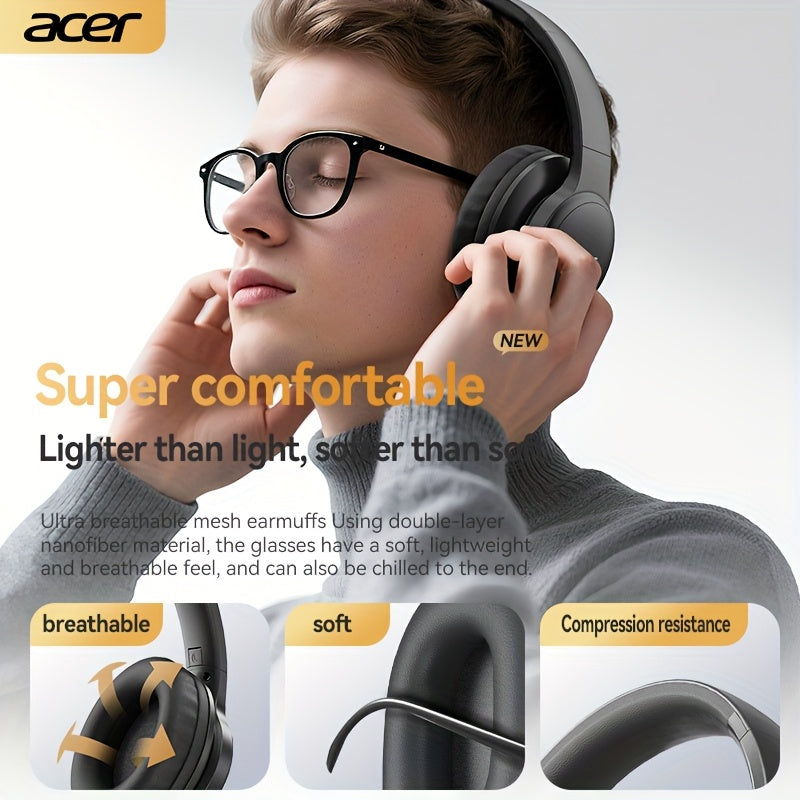 Upgraded Wireless Over-Ear Headphones with Bass-Enhanced Sound, Lightweight Foldable Design Featuring Built-In Microphone. Includes 3.5mm Audio Cable