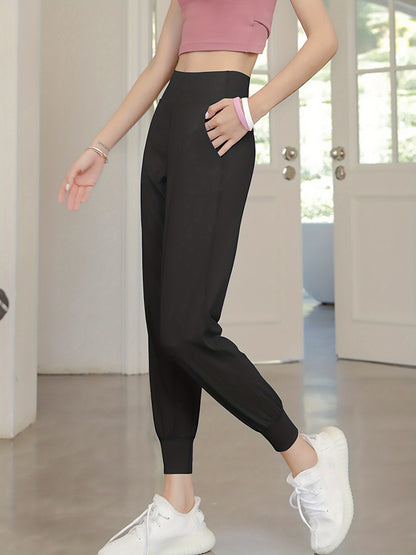 Women's Activewear: Causal Yoga Jogging Pants with Solid High Waist and Quick Drying Technology