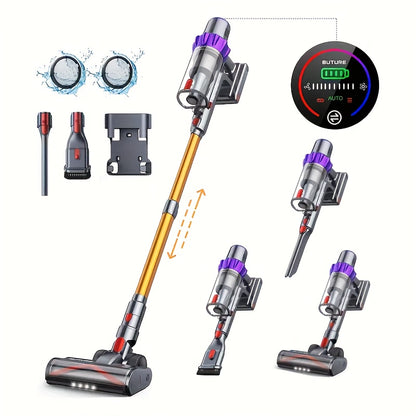 46000Pa/55Min Vacuum Cleaner Cordless, Cordless Vacuum Cleaner Super Quiet, Powerful Cordless Stick Vacuum Cleaner with LED Display/Anti-Tangle Brush, Detachable Battery, Lightweight 1.5L Dust Cup Perfect for Pet Hair, Floor,