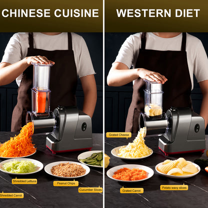 Cortador de Legumes Elétrico, Ralador de Legumes Multifuncional para Cozinha, Fatiador de Batatas, Cortador de Frutas e Legumes que Poupa Tempo em Casa, Restaurantes e Muito Mais