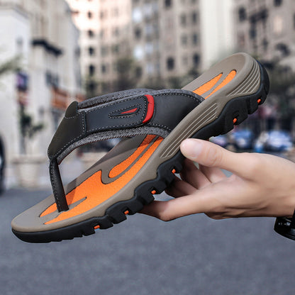 Men's & Unisex Slip-On - Adjustable Strap & Buckle Closure, Non-Slip Tread Sole, Brown/Orange/Black/Grey - Lightweight Cushioned Beach Shoes for Poolside, Casual, Vacation - Comfortable Indoor/ Slippers, Mules For Men, Indoor