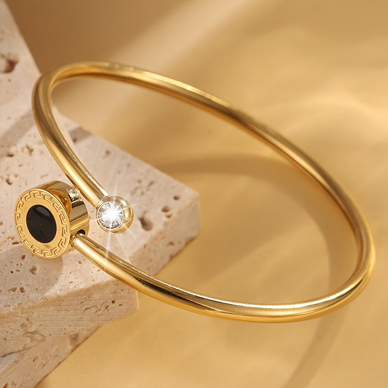 Elegant Stainless Steel Bracelet with Sparkling Rhinestones