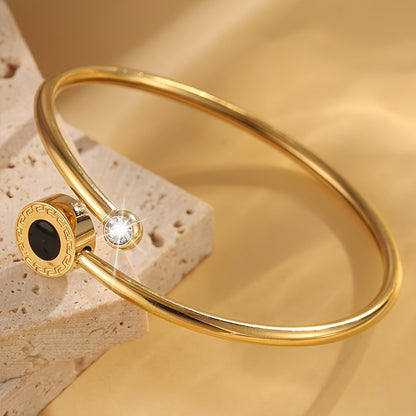 Elegant Stainless Steel Bracelet with Sparkling Rhinestones