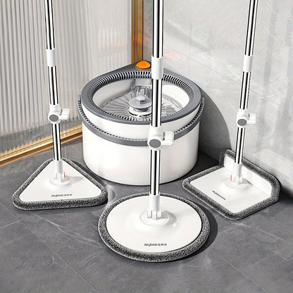 Joybos Spin Mop and Bucket System with 6 Microfiber Cloths - Hands-Free Wringing, 90° Adjustable Stainless Steel Handle, Dual Water Tanks for Clean/Dirty Separation - Efficient Floor Cleaner for Kitchen, Bathroom, Bedroom &