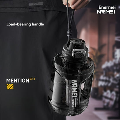 Garrafa de água NRMEI de 1,9 litros com marcador de tempo - Garrafa de hidratação de 1,9 litros livre de BPA, garrafa de água desportiva grande com palhinha e tampa, pega, adequada para campismo e ginásio.