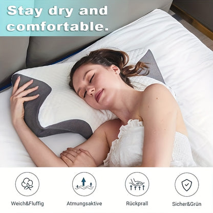 Ergonomic Neck Pillow - Slow Rebound Cushion for Back & Side Sleepers, Compressible Polyurethane Foam, Machine Washable, Ideal for Relaxation & Posture Support, Comfortable Sleeping, Durable Sleeping Aid