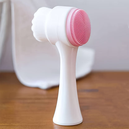 1pc multi-functional double-sided silicone cleaning surface and soft hair surface brush, cleansing brush and skin exfoliating scrub pore cleanser