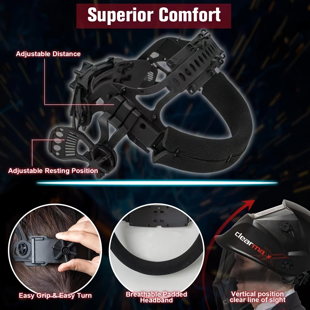 ARCCAPTAIN Auto-Darkening Welding Helmet with -Free Large View Welding Hood Mask, True Color Vision & Shade 1-4 Adjustment, CE, Compatible with Welding Machines (Professional Welder's Mask)