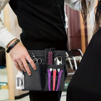 Professional Hairdresser Scissor Bag with Waist Belt - Durable PU Leather Storage Holster for Hair Salon Tools and Accessories