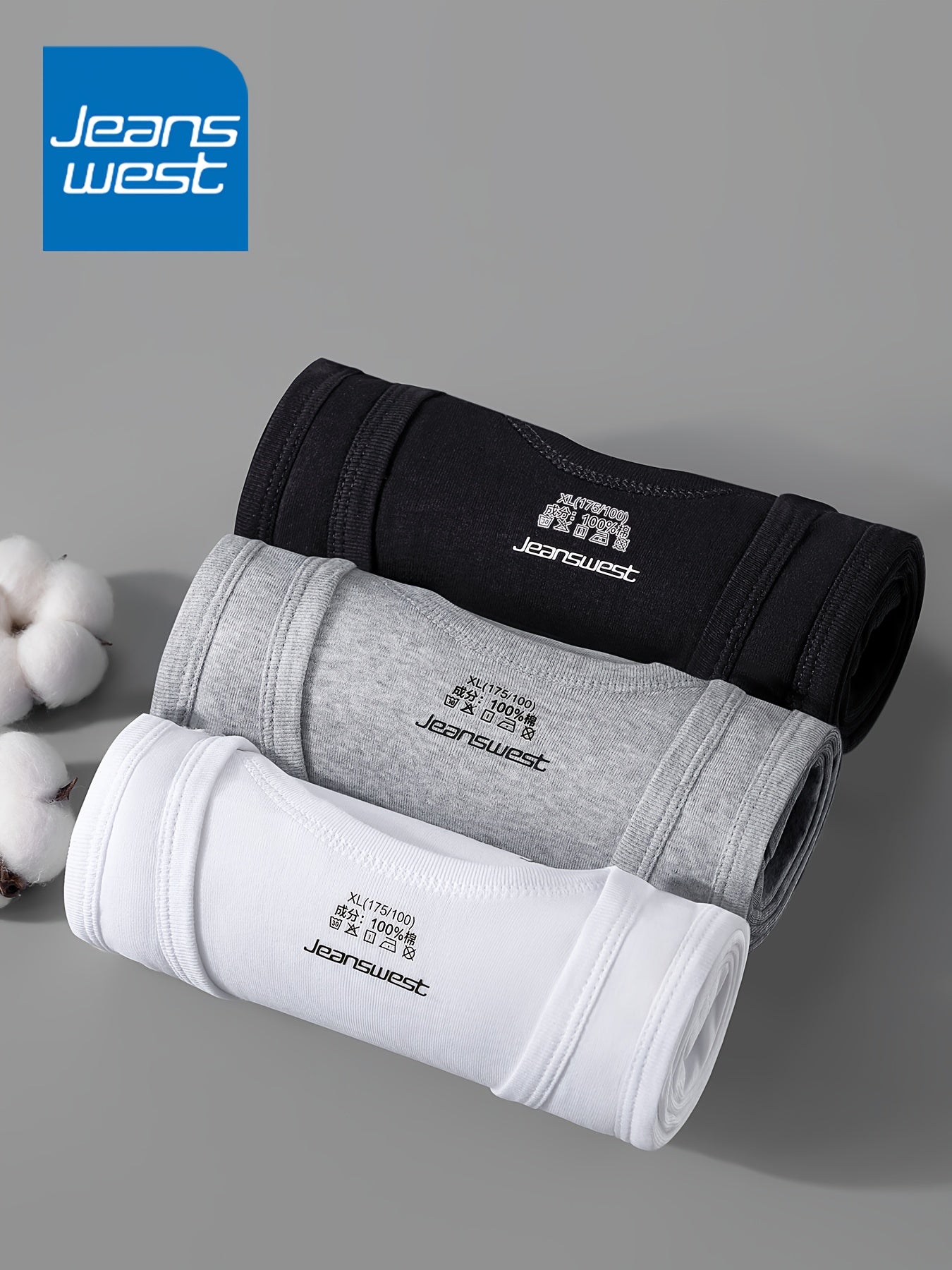 JEANSWEST Men's Vest 3-Pack, Pure Cotton Fashion Simple Solid Color Slim-Fit Tank Top